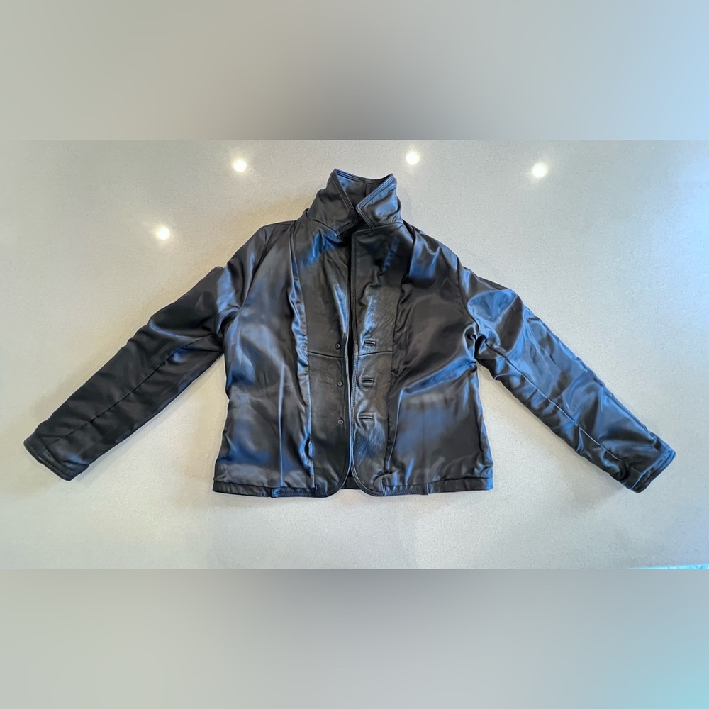 Kenneth Cole Reaction Black Leather Women’s Jacket Sz XL Back Buckle Detail - Picture 15 of 16
